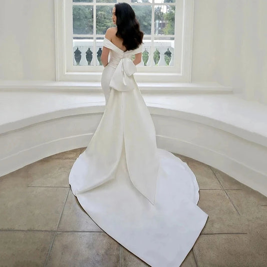 Robes de mariée élégantes Femmes Off the épaule Sirène Bride de robe de mariée Robes de mariage avec train détachable 2024