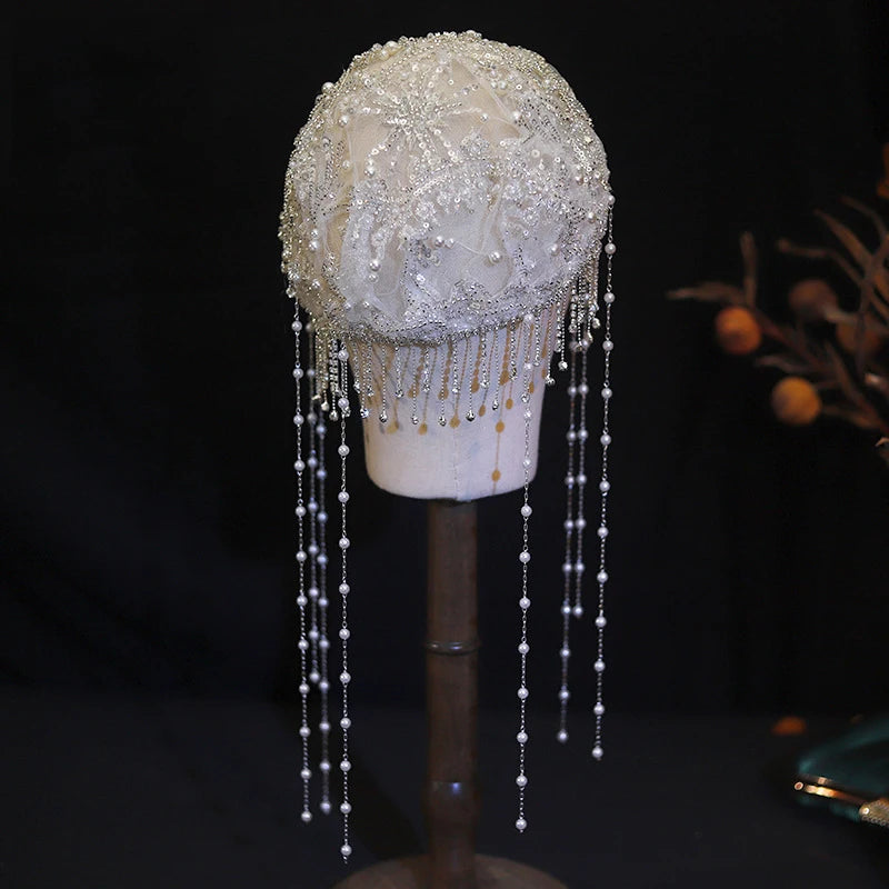 Flower Lace Headbands Hairbands Pearl Rhinestones Headpieces Headwear For Brides Women Bridal Jewelry Wedding Hair Accessories