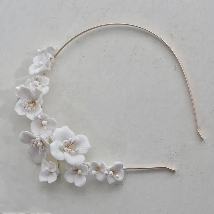 Porcelain Flower Headband Hairband Vintage Headpieces For Brides Tiaras Crowns Headdress Wedding Accessories Bridal Hair Jewelry