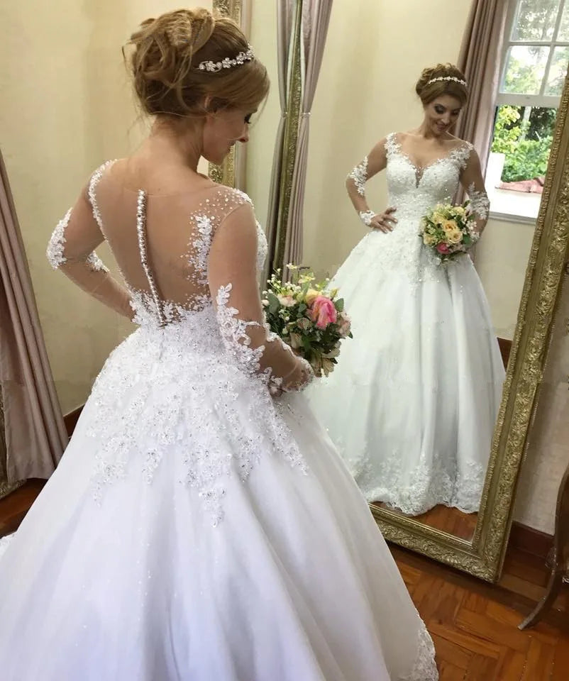 Wedding Dress  Bohemian Long Sleeve Wedding Dresses Bride Dress