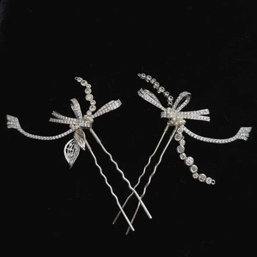 Silver Color Hair Pin Clip Pearl Crystal Head Piece For Bride Bridesmaids Hairpin Earrings Bridal Jewelry Wedding Accessories