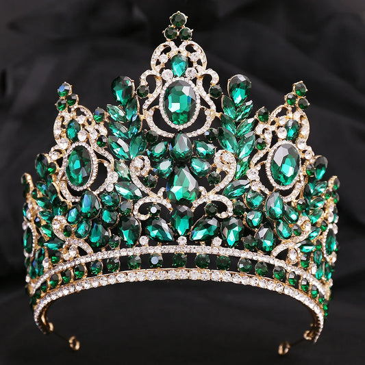 KMVEXO Verklaring Big Forest Blue Crystal Rhinestone Crown Wedding Tiara Bridal Hair Accessoires Crown Party Hoofdkleding