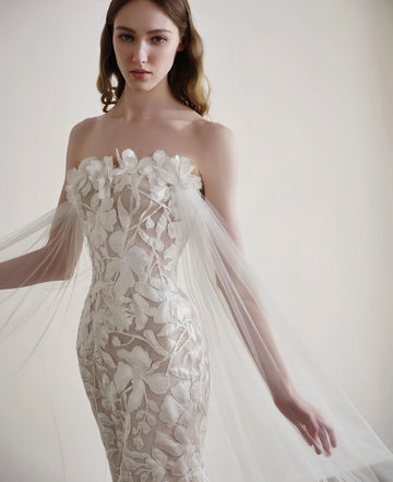 Customzied strapless sleeveless decal Mermaid Sexy wedding dress vestidos de novia amanda novias amanda novias official