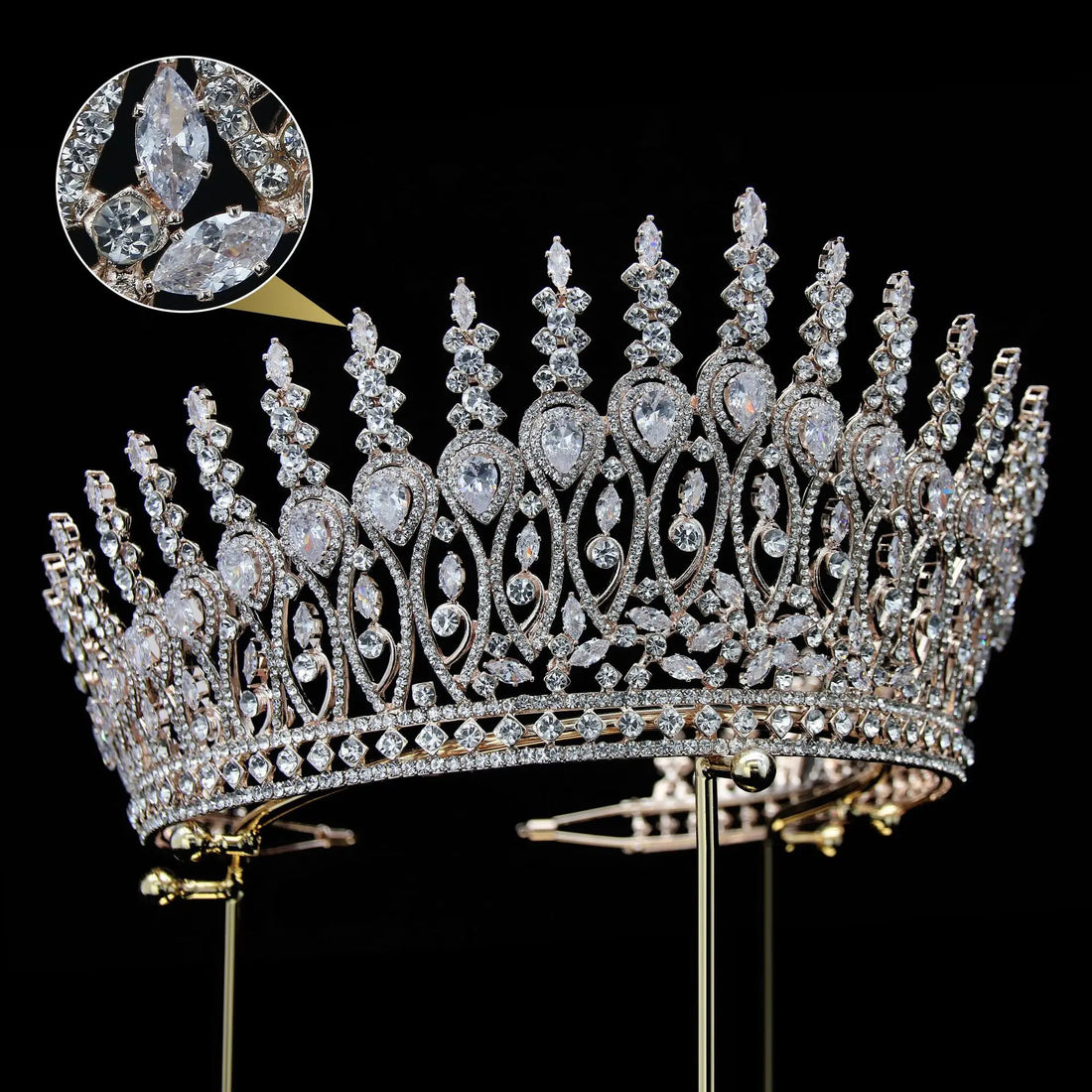 Big Large AAA Zircon Tiara Crown Zirconia Headpiece For Brides Princess Queen Headband Wedding Hair Accessories Bridal Jewelry