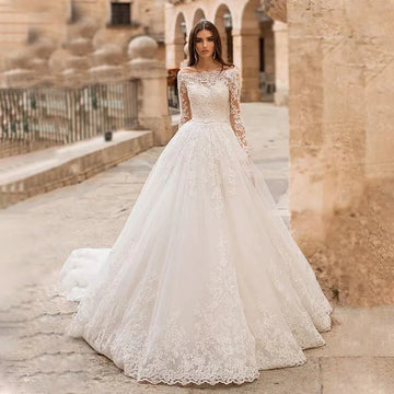 Wedding Dress One Shoulder High Waist Slim Fit Trailing Lace Sticker Bridal Dress