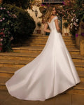 Princess A-line satin beads sequins off shoulder elegant formal bridal gown wedding dress – Pollyanna Events