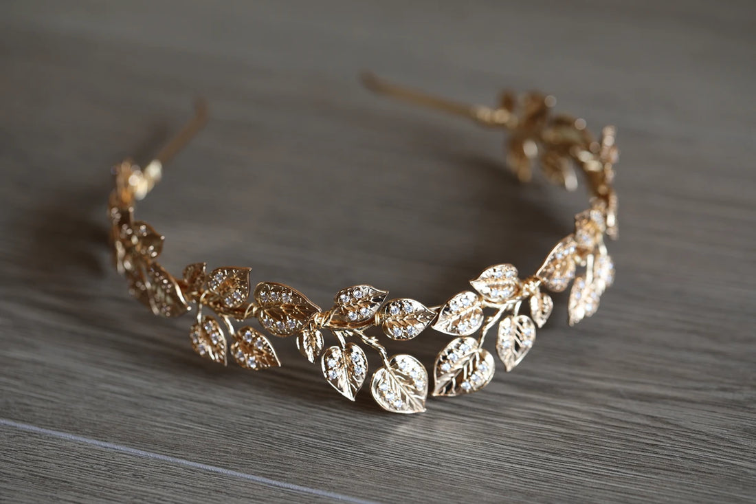 Wedding Hair Accessories Crystal Tiara Vintage Gold Color Baroque Headband Bride Hairband Party Leaf Headpiece Bridal Jewelry