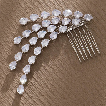 Wedding Accessories Silver Color Hair Comb Pin Clip Zirconia Crystal Hairpin For Brides Bridesmaids Head Pieces Bridal Jewelry
