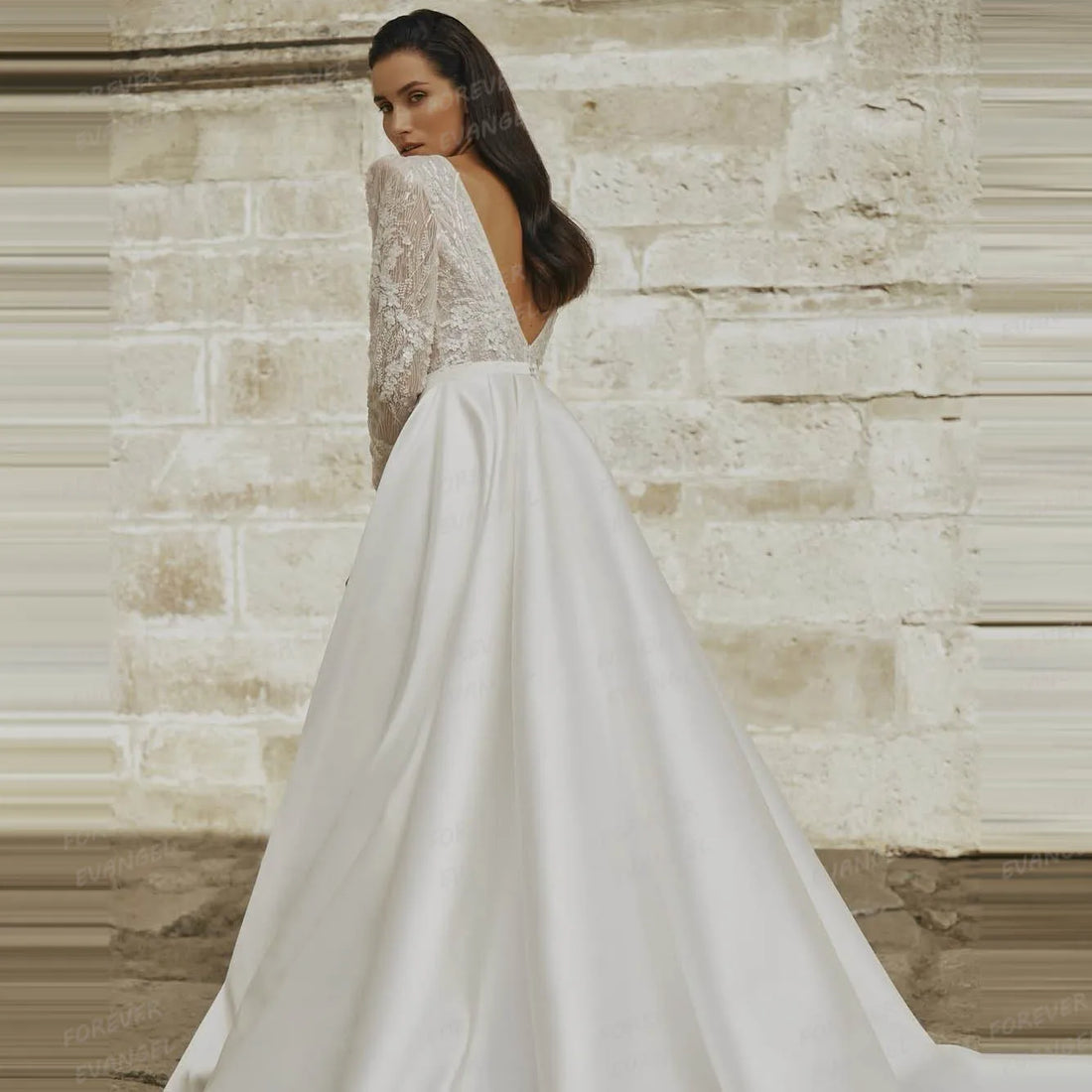 Classic A Line 2025 Wedding Dresses Woman's Sexy V Neck Boho Bride Gowns Side Split Satin Appliques Vestidos De Noche Customized