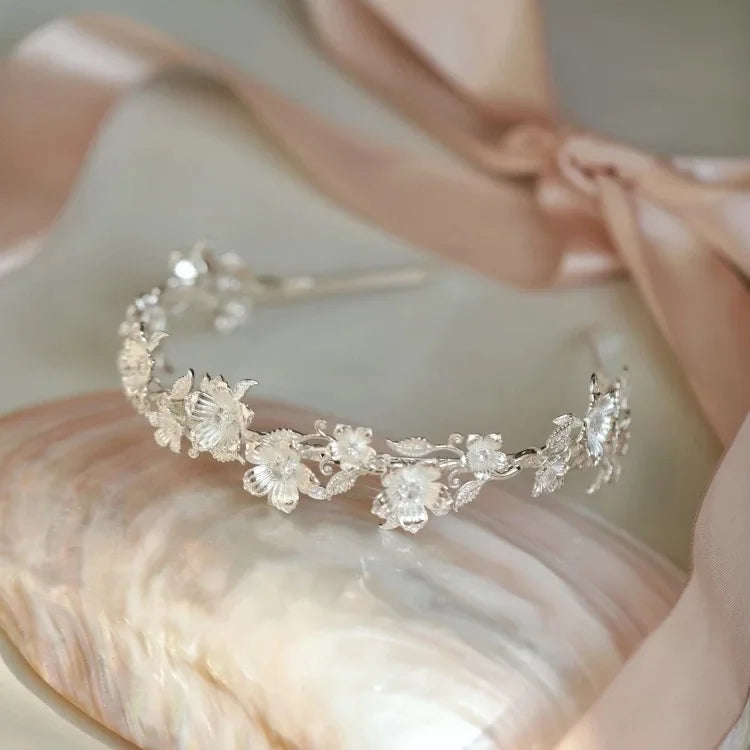 Silver Color Headband Hairband Vintage Headpiece For Bride Bridesmaids Headdress Tiara Bridal Jewelry Wedding Hair Accessories