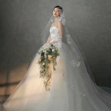 300cm Long Flower Bridal Veil Lace Wedding Veils For Evening Dinner Party Dress Women Gift Hair Accessories Brides Jewelry