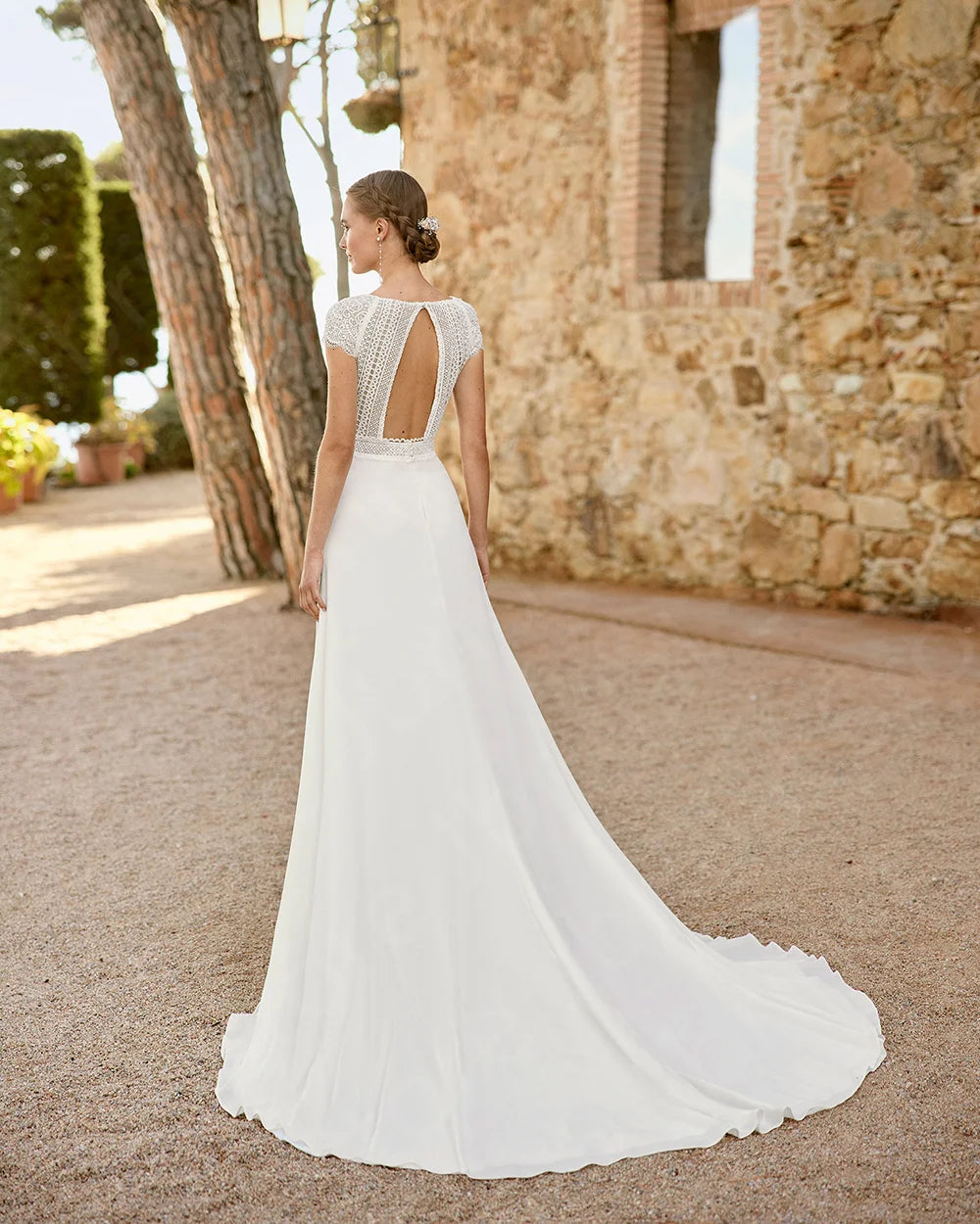 Summer Wedding Dresses Beach 2026 Bride Dresses Boho Bridal Gowns Lace Short Sleeves Wedding Gowns Cut Out Back