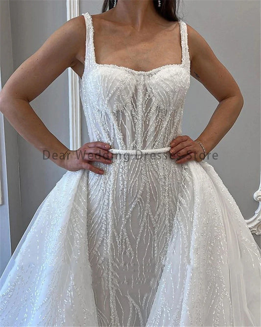 Abiti da sposa sirena di glitter grazia con treno staccabile senza spalline Dubai Donne Moden Bridals 2023 Vestitido de nobu فستان
