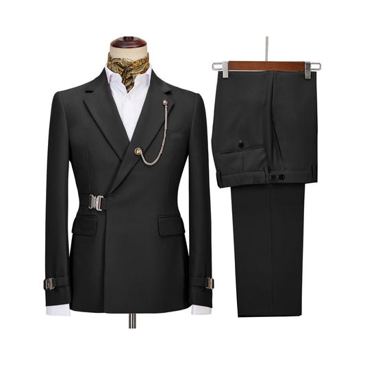 2024 NIEUWE Design Heren Suits 2 stuks Slim Fit Set Metal Clasp Custom Daily Prom Wedding Suits For Men