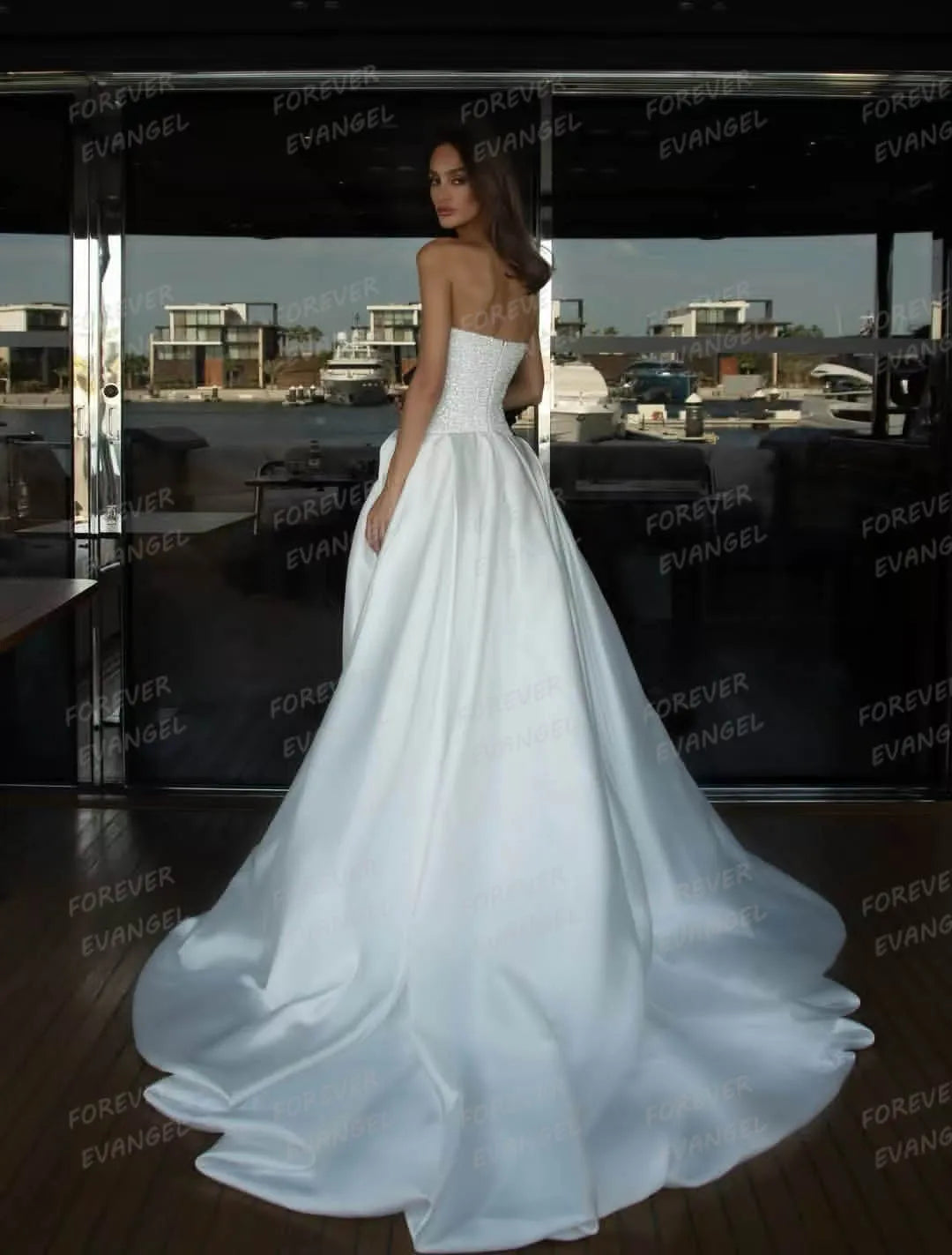 Luxury Wedding Dresses Woman A Line Sexy Shiny Side Split Bride Gowns Sleeveless Sequined Formal Customized Vestidos De Novia