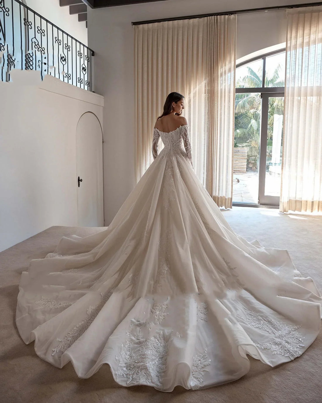 Customized Elegant Princess Wedding Dresses Tulle Applique Marriage For Women Lace Long sleeves Bridal Gown Vestidos De Novia