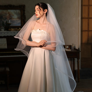 White Bridal Veil With Comb Wedding Veils For Brides Evening Dinner Party Dress Women Girl Gifts Hair Accessories Jewelry