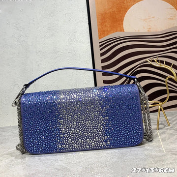 New crystal decorative leather underarm bag high quality clutch dinner bag classic chain shoulder me