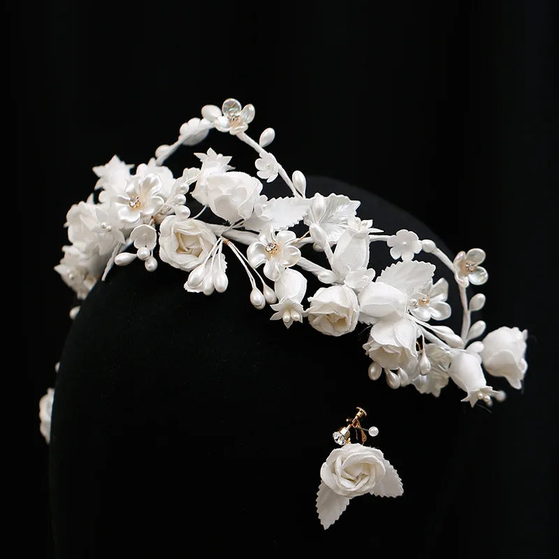 Flower Floral Tiaras and Crowns Pageant Prom Headbands For Brides Women Girl Headpieces Wedding Hair Accessories Bridal Jewelry