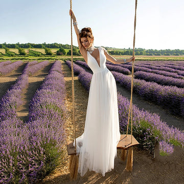 2025 Boho Wedding Dresses For Women Sexy V Neck Backless A-Line Bridal Gown Tulle Bride Gown Bohemian Brides Dresses Customized