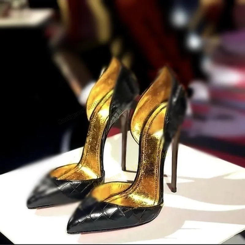 Black patent leather shallow pointed toe 12cm pumps stilettos women wedding color options