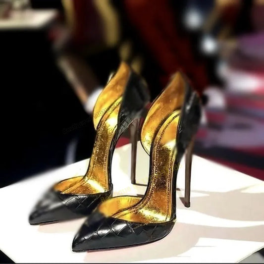 Pictello di brevetto nero da 12 cm pompe scarpe da sposa con punta con punta poco profonda per donne scarpe da tacchi alti 2024 Zapatillas Mujer