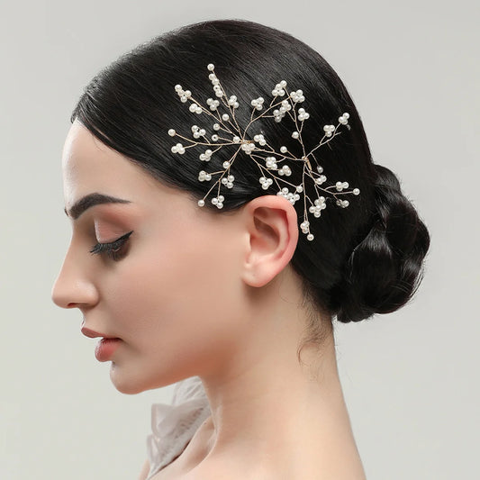 Haar zijdeclips voor vrouwen Girls Fairy Pearls Leaf Hair Pins en Clips Bruid Wedding Haar Juwelen Accessoires Decor Hoofddeksel 2023