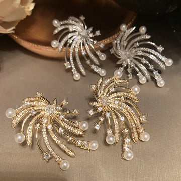 High Quality CZ Zircon Bridal Earrings Pearl Flower Zirconia Wedding Earring For Brides Accessories Women Birthday Gifts Jewelry