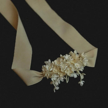 Flower Headband Headpiece Pearl Floral Hairband For Brides Women Headwear Headdress Bridal Jewelry Wedding Hair Accessories