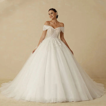 Angel Sanchez 2025 Beading Princess Wedding Dresses  Sleeveless Off Shoulder Bride for Women Glitter Ball Bridal Gown