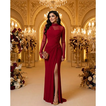 Pleated Party Dress Modern Ruched Elegant - Evening Dress