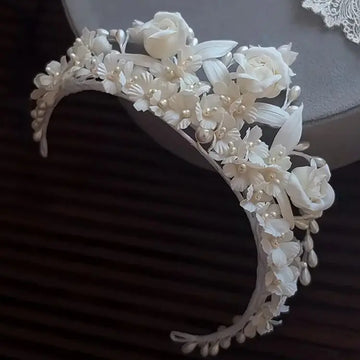 Bridal Hair Jewelry Flower Headband Hairband White Floral Headpiece Bride Bridesmaids Headwear Headdress Wedding Accessories