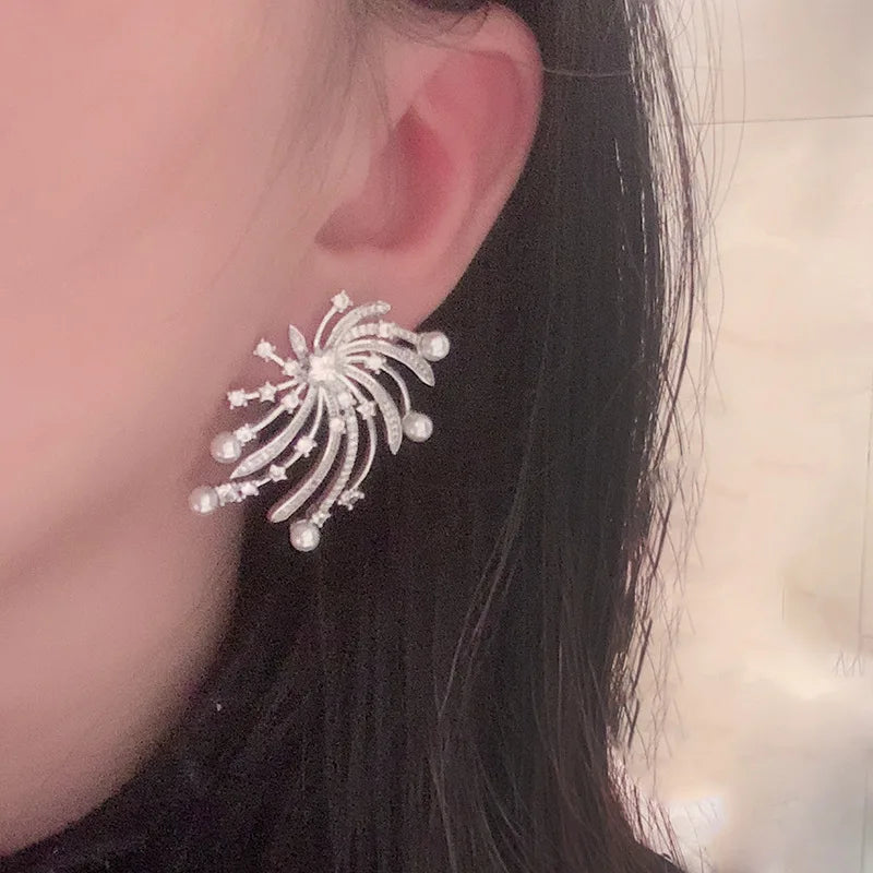 High Quality CZ Zircon Bridal Earrings Pearl Flower Zirconia Wedding Earring For Brides Accessories Women Birthday Gifts Jewelry