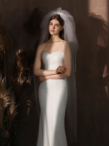 Bridal Veil White Lace Wedding Veils For Evening Dinner Party Dress Women Gift Hair Accessories Brides Jewelry