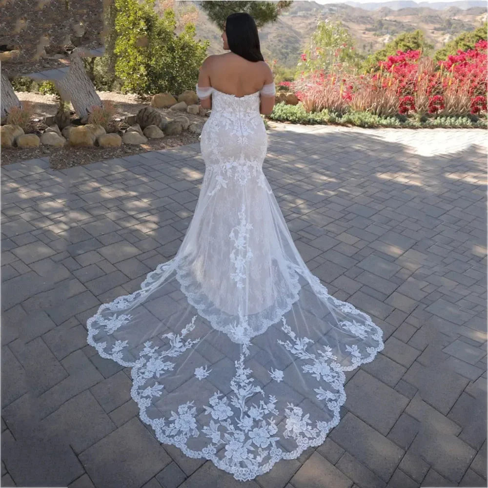 Customized Exquisite Sweetheart Mermaid Wedding Dresses Classic Off Shoulder Plus Size Bridal Gowns Appliques Vestidos De Novia