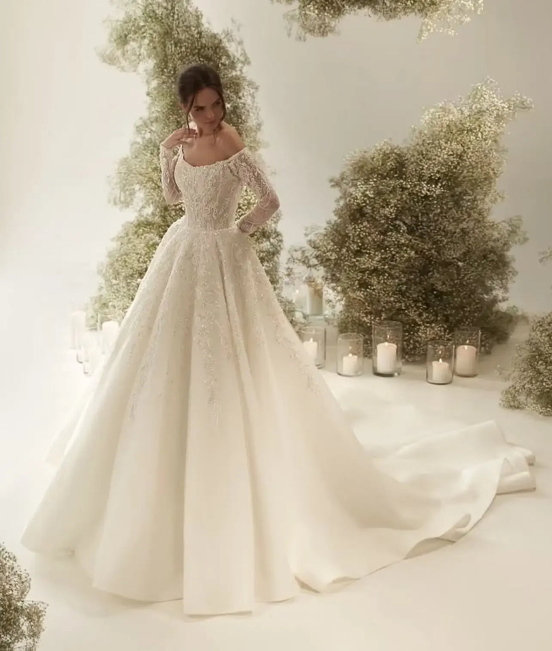 Customized  A-Line Wedding Dresses Stunning For Women Sweetheart Shiny Lace Beaded Elegant Bridal Gowns Vestidos De Novia