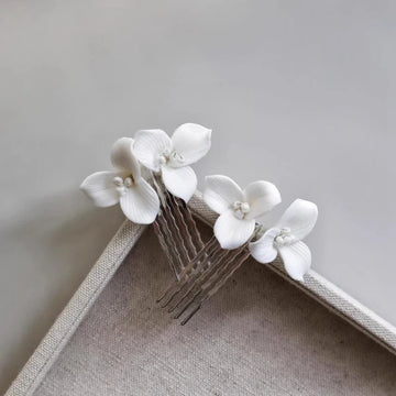 Bridal Jewelry Porcelain Flower Hair Comb Clip Pin Women Girl Head Piece For Bride Bridesmaids Hairpin Wedding Accessories