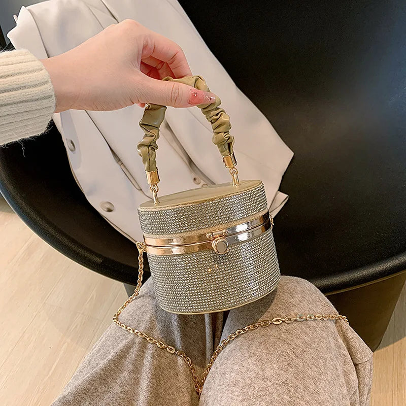 Diamonds Circular Box Evening Clutch Bags Women Luxury Designer Handbags And Purses Ladies Hand Bag Chain Crossbody Bag