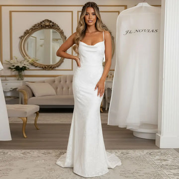 Elegant Mermaid Lace Wedding Dress With Train Vestidos Novia Sheath V Neck Long Bridal Party Gown For Bride