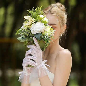 Short Bridal Gloves White Lace Wristband Wedding Glove For Women Girl Party Evening Dress Jewelry Bride Accessories