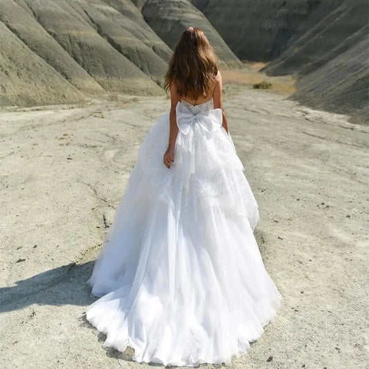 Vestidos de noiva lindos A-Line Sweetheart Robes Bridal Tied Growns 2024 para festa formal Tulle vestidos de Novia 2023