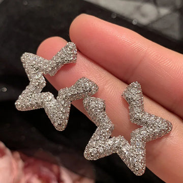 Luxury Star AAA Zircon Bridal Earrings CZ Cubic Zirconia Wedding Earring For Brides Accessories Women Girl Dinner Party Jewelry