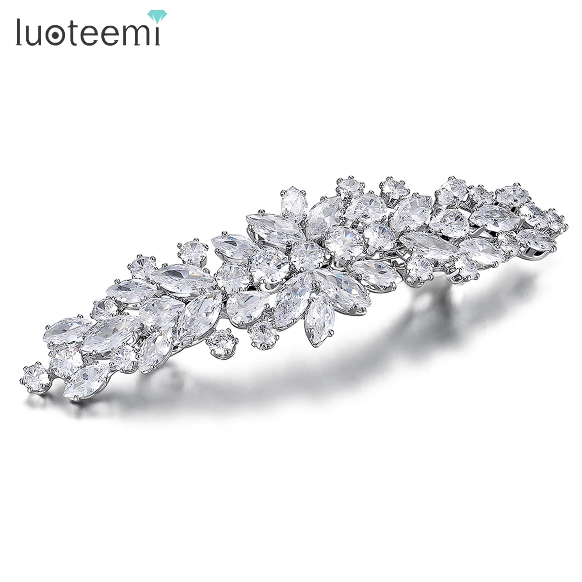 Luoteemi Flower CZ Hair Berrette voor bruiloft oogverblindende kubieke zirconia bruid haardecoratie bruid haar clips kerstcadeaus