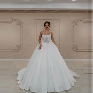 Luxury Wedding Dresses A Line Woman's Appliques Sleeveless Boat Neck Bride Ball Gowns Formal Tulle Customized Vestidos De Novia