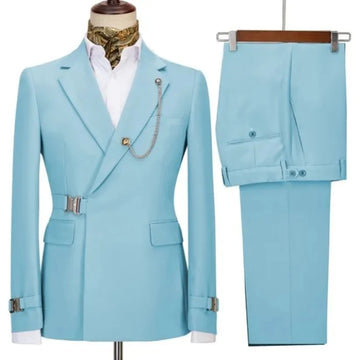 2 piezas Trajes de negocios para hombres Fit Regular Notch Lapel Prom Tuxedos para bodas (Blazer+pantalones)