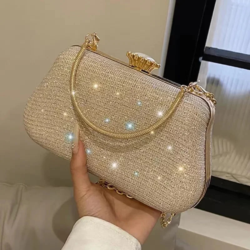 Luxury High Design Mulheres Bolsa Noturna Marca Banqueto Bolsa de Glitter para Bolsa de Bolsa de Bola de Casamento para Senhoras Bolsas de Cadeia de Bolsa de Cadeia