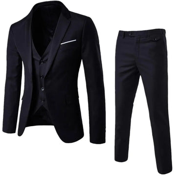 Four Seasons Men's Business and Leisure Suit Three piece Set Groom and Best Man Men's Wedding Suit Set