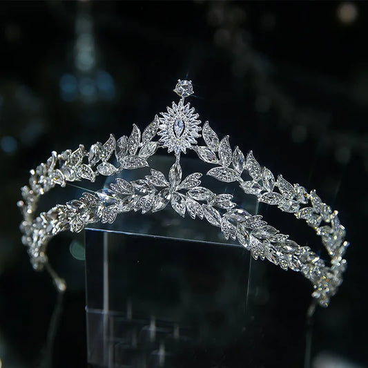 Tiara da sposa geometriche di cristalli di lusso barocchi corona di capelli corona di page pageant Diadem Accessori per capelli per matrimoni Tiara de noiva