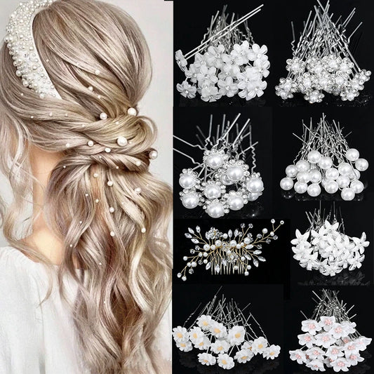 Western Wedding Fashion Jewelry Headress for Bride Mandmade Wedding Crown Floral Pearl Hair Accessoires Hairpin Ornements