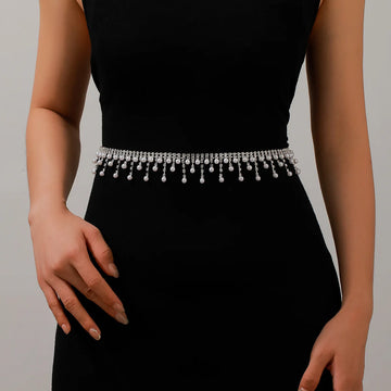 Crystal Rhinestones Wedding Belt Pearl Bridal Belts Sash For Women Party Evening Dress Brides Jewelry